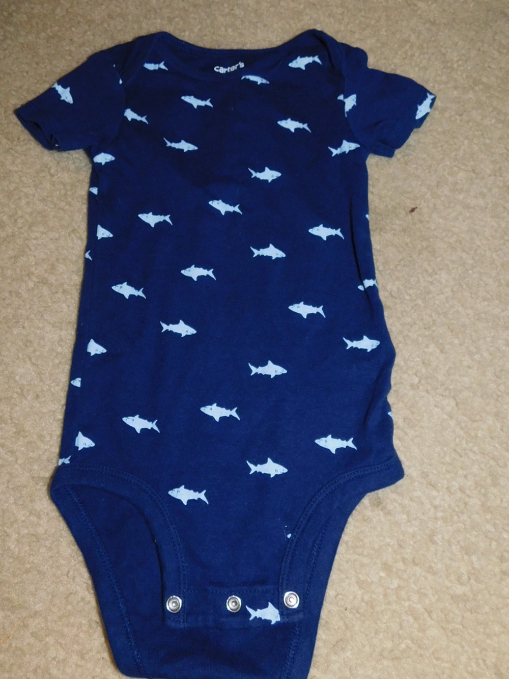 Carters Navy Shark Print One-Piece Bodysuit - 18M